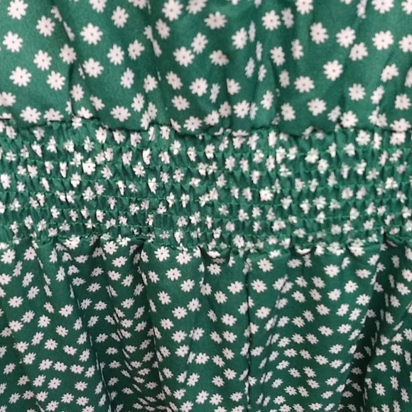 Tiered Emerald Green and White Floral Dress - Picture 8 of 13